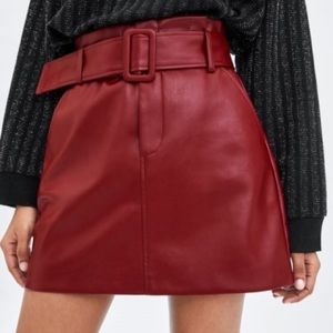 Zara mini skirt red leather (simili) large